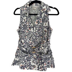 Finley Floral Peplum Top Ring Buckle Sleeveless Blouse - XS